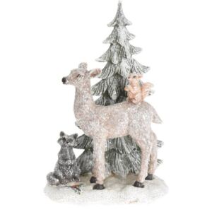 Decorațiune ceramică Deer with Xmas tree, 13 x 7x 20 cm
