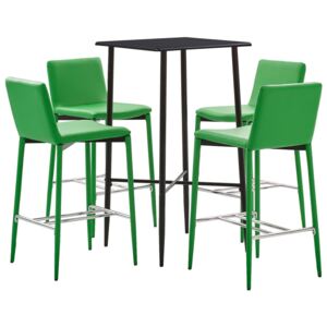 Set mobilier de bar, 5 piese, verde, piele ecologică