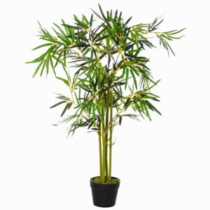 Outsunny Planta Artificiala de Bambus cu Ghiveci Inclus pentru Interior si Exterior 120cm