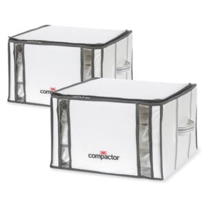 Set 2 cutii cu vid Compactor Life 3D Vacuum, 40 x 25 cm, alb