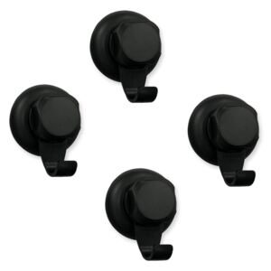 Set 7 cârlige autoadezive de perete Compactor Bestlock Black, ⌀ 7,1 cm, negru