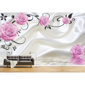 Tapet Premium Canvas - Flori roz abstracte