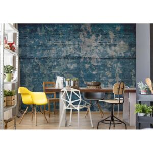 Fototapet - Painted Wood Texture Blue Vliesová tapeta - 416x254 cm