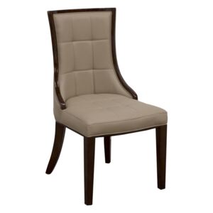 Set 2 scaune tapitate cu piele ecologica, cu picioare din lemn Alfredo Latte, l47xA53xH90 cm
