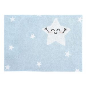 Covor dreptunghiular albastru pentru copii din bumbac 120x160 cm Happy Star Lorena Canals