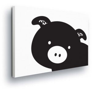 Tablou - Cartoon Piglet in Black 40x40 cm