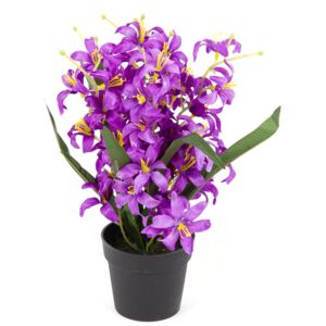 Floare artificială Crin, în ghiveci, violetá, 30 cm