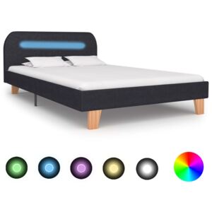 Cadru pat cu LED-uri, gri închis, 120x200 cm, material textil
