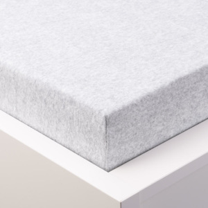 Cearșaf elastic frotir MELÉ alb-gri pastel pat simplu
