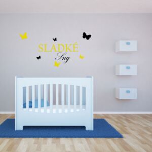 GLIX Sweet dreams - autocolant de perete Negru și galben 120 x 60 cm