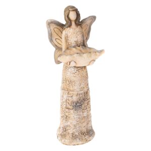 Fântână pentru păsări în formă de înger Dakls, înălțime 37 cm, bej