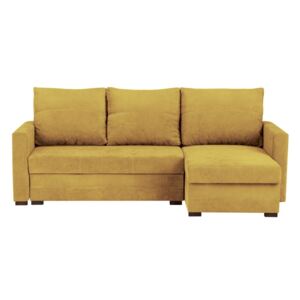 Canapea pe colț, extensibilă, cu 3 locuri și spațiu pentru depozitare Melart Andy, galben