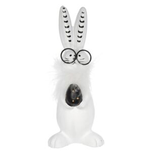 Iepuraș ceramic alb-negru cu ochelari, 18 cm 1