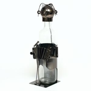 Suport metalic Acordionist pentru sticlă de vin, 32 cm