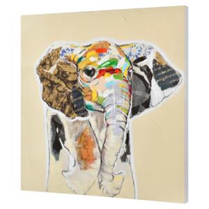 [art.work] Tablou pictat manual - elefant Model 60 - panza in, cu rama ascunsa - 80x80x3,8cm