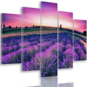 CARO Tablou pe pânză - Lavender Landscape 100x70 cm