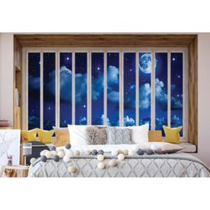 GLIX Fototapet - 3D Window View Dreamy Night Sky Vliesová tapeta - 520x318 cm
