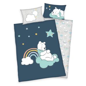 Lenjerie de pat din bumbac, pentru copii, WinniePooh Rainbow, 100 x 135 cm, 40 x 60 cm