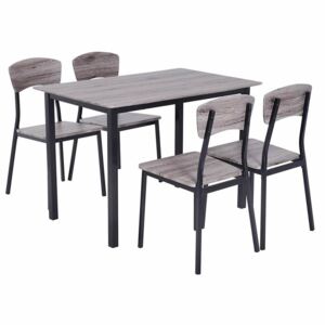 Set de masa si 4 scaune Prentis, negru / gri