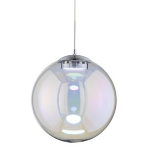 Lustra tip pendul LED Grace sticla/fier, argintiu, 1 bec, 220 V, diametru 30 cm