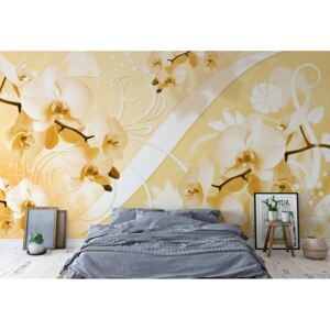 Fototapet - Cream Orchids Luxury Floral Design Papírová tapeta - 368x254 cm