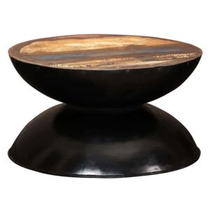 Măsuță de cafea, lemn masiv reciclat, bază neagră, 60x60x33 cm