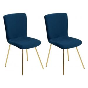 Set de 2 scaune RUBIO, albastru/auriu, 86 x 43 x 34 cm