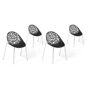Set de 4 scaune Mumford, stivuibile, plastic/ metal, negru, 62 x 80 cm