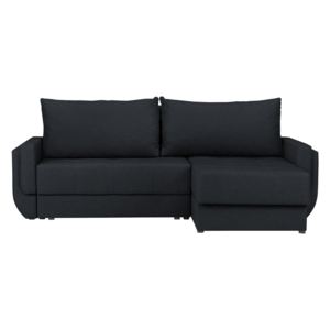 Canapea extensibilă cu șezlong pe partea dreaptă Kooke Home Tango, negru