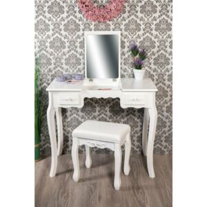 SEA284 - Set Masa toaleta, 87.5 cm, cosmetica machiaj cu oglinda, masuta vanity, scaun tapitat- Aba