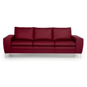 Canapea cu 3 locuri din piele Softnord Twigo, roșu