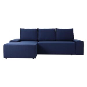 Canapea cu colt albastra din textil si lemn 250 cm Flopp Custom Form