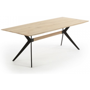 Masa din lemn stejar cu picioare negre din otel 215x90 cm Amethyst La Forma