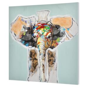 [art.work] Tablou pictat manual - elefant Model 13 - panza in, cu rama ascunsa - 80x80x3,8cm