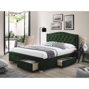 Pat dormitor catifea verde cu sertare 160x200cm Electra Velvet Green | PRIMERA COLLECTION