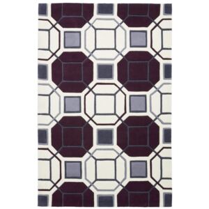 Covor Modern & Geometric Tripoli, Acril, Ivory/Mov, 150x230