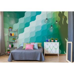 Fototapet - Abstract Modern Green And Blue Pattern Vliesová tapeta - 250x104 cm