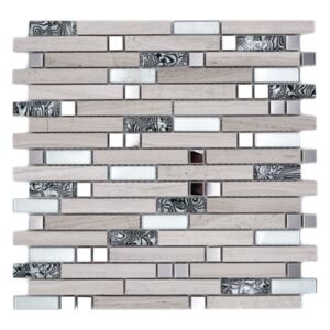 Mozaic sticla-piatra naturala XCM MV818 mix bej, imitatie lemn, 30x30 cm