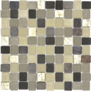 Mozaic sticla-piatra naturala XCM R09 mix rustic 27,3x27,3 cm