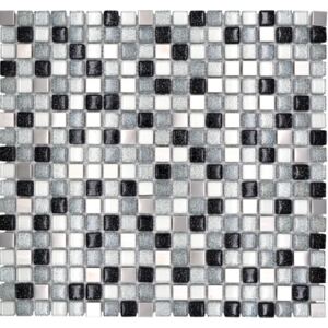 Mozaic sticla-metal XCE 88 mix argintiu-negru 30,5x32,2 cm
