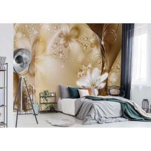 Fototapet - Luxury Ornamental Design Flowers Gold Vliesová tapeta - 206x275 cm