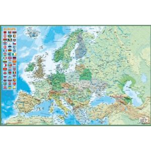 Map of Europe - Political and physical Poster, (91,5 x 61 cm)