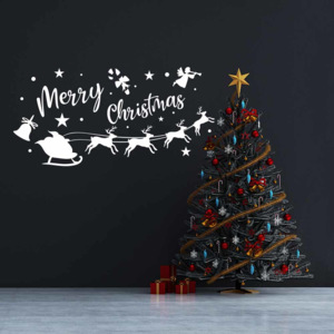 Merry Christmas Santa I. - autocolant de perete Alb 100 x 50 cm
