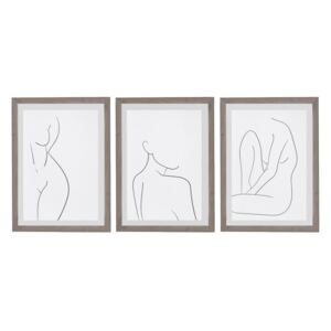 Set de 3 tablouri cu ramă Surdic Body Studies, 30 x 40 cm