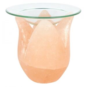 Lampa aromaterapie in forma de lalea cu cristal de sare roz de Himalaia
