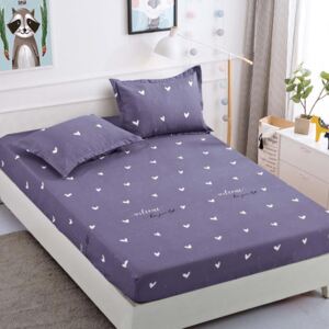 Husa Pat Dublu, Bumbac Finet, Elastic, Bumbac Finet, Inimioare, Bleumarin, ST2983