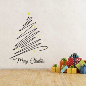 Merry Christmas - autocolant de perete Negru și galben 120 x 90 cm