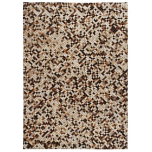 Covor piele naturală, mozaic, 80x150 cm, pătrat, maro/alb