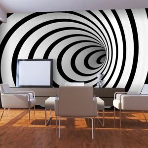 Fototapet - Black and white 3D tunnel 450x270 cm