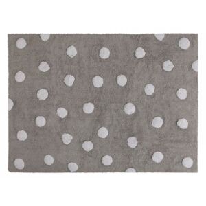 Covor dreptunghiular gri pentru copii din bumbac 120x160 cm Polka Dots Grey White Lorena Canals